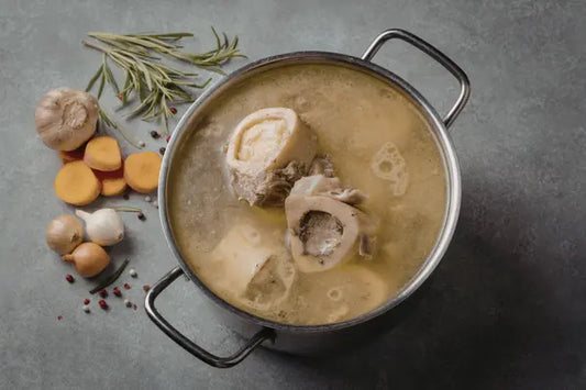 Homemade bone broth: rich, gelatinous and packed with collagen